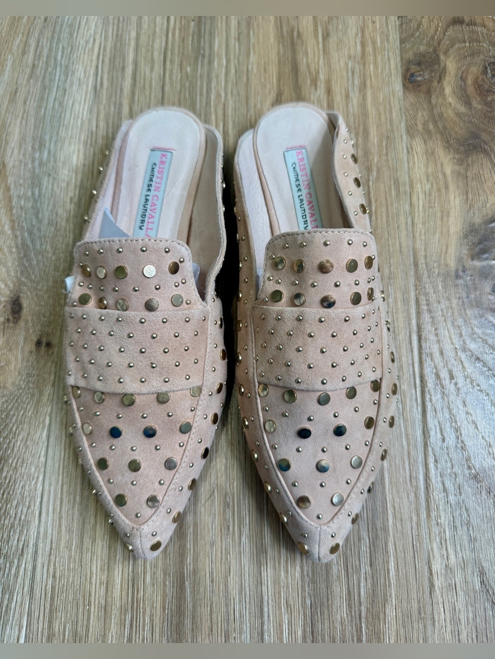 Kristin Cavallari for Chinese Laundry Studded Mule Loafers Nude Suede Size 7.5 - Picture 3 of 8